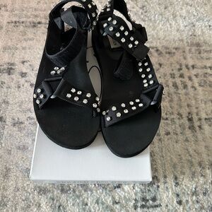 Steve Madden Black Sandals with Silver Accents